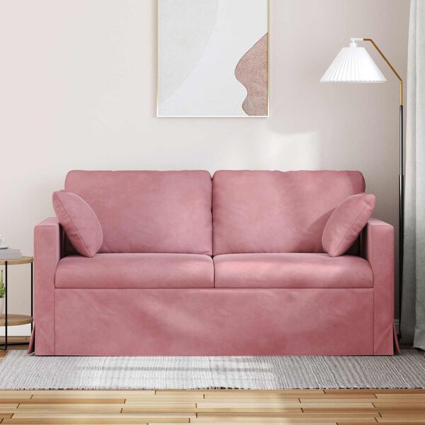 vidaXL Sofa Rožinė Bendri matmenys: 158 x 78 cm (P X G x A) Aksomas