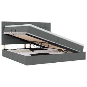 vidaXL Lova su daiktų laikymo vieta ir LED Tamsiai pilka 200 x 200 cm