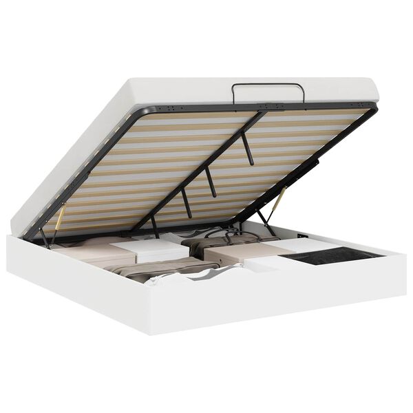 vidaXL Otomano lovos rėmas su saugykla Balta 193 x 120 x 25 cm