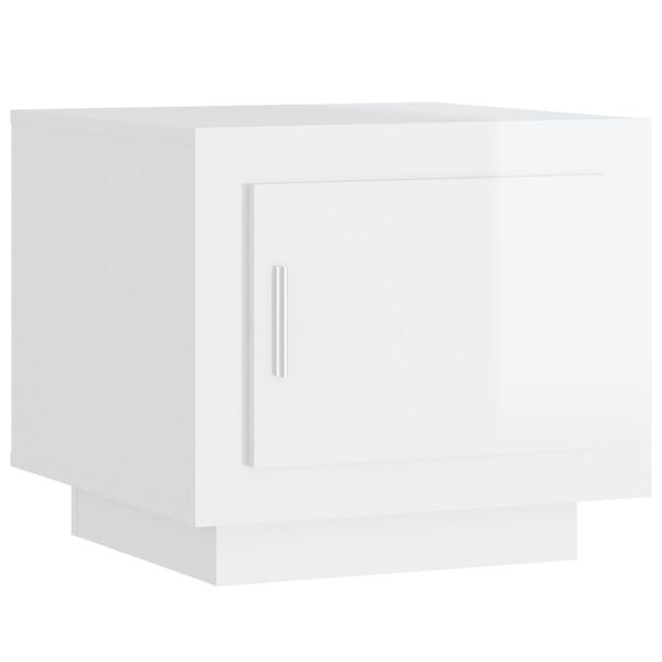 vidaXL Kavos staliukas, baltas, 51x50x45cm, apdirbta mediena, blizgus