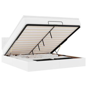 vidaXL Osmanų lovos rėmas su čiužiniu, balta, 180x200cm, dirbtinė oda