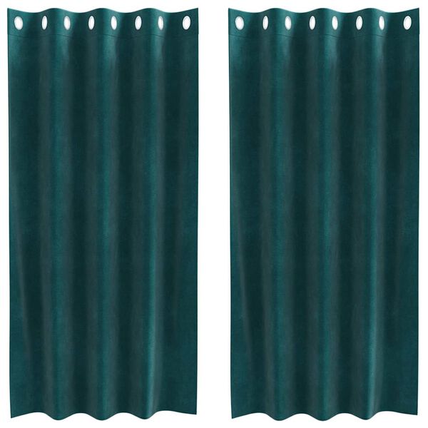 vidaXL Užtemdymo užuolaidos 2 pcs Tamsiai žalia 140 x 175 cm Aksomas