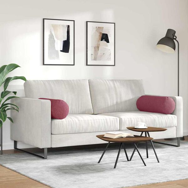 vidaXL Pagalvės 2 pcs Vyno raudona Ø 25 x 70 cm audinys