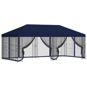 vidaXL Paviljonas su &scaron;oninėmis sienelėmis 6 x 3 m Mėlyna