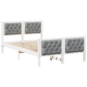 vidaXL Lovos rėmas &Scaron;viesiai pilka 135 x 190 cm Kietos pu&scaron;ies mediena