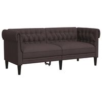 vidaXL Dvivietė chesterfield sofa, tamsiai rudos spalvos, audinys
