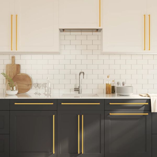 vidaXL Spintelės rankenėlės, 10vnt., auksinės, nerūdijantis plienas