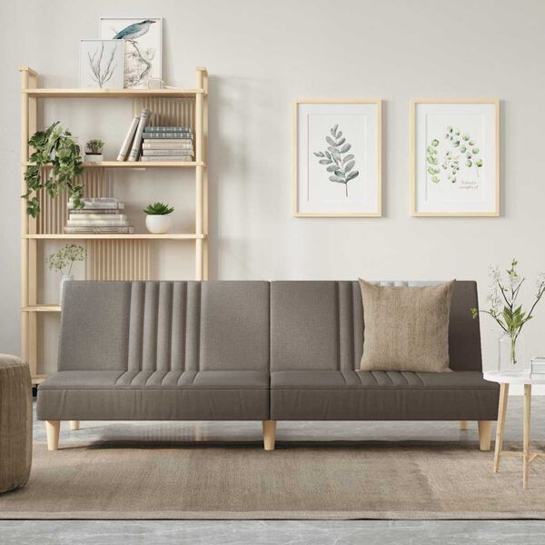 vidaXL Dvivietė sofa-lova, taupe spalvos, audinys