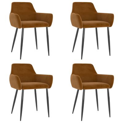 vidaXL Valgomojo kėdės, 4vnt., rudos spalvos, aksomas