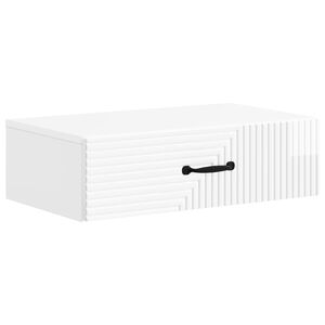 vidaXL Sieninis &scaron;oninis staliukas Itin blizgi balta 59 x 34,5 x 17 cm