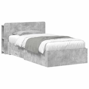 vidaXL Lovos rėmas su saugojimu su galvūgalio Betono pilka 75 x 190 cm
