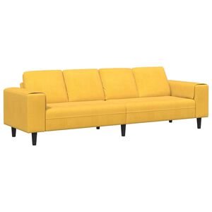 vidaXL Sofa &Scaron;viesi geltona 250 x 77 x 76 cm Kordūrinis audinys
