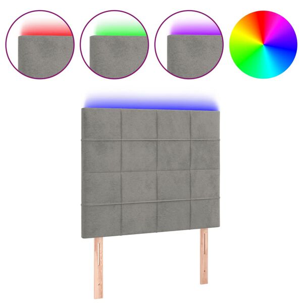 vidaXL Galvūgalis su LED, šviesiai pilkas, 100x5x118/128cm, aksomas