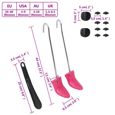 vidaXL Ilgaaulių batų pratempikliai, rožiniai, plastikas, EU 34–40