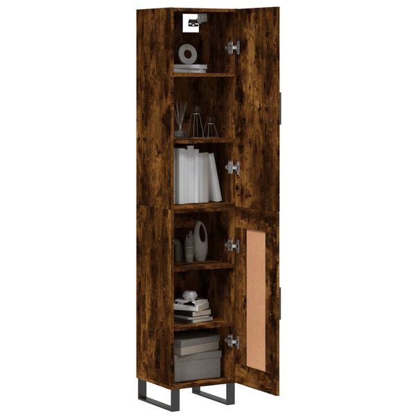 vidaXL Komoda, dūminio ąžuolo spalvos, 34,5x34x180cm, apdirbta mediena