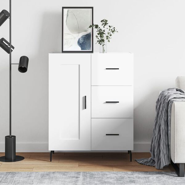 vidaXL &Scaron;oninė spintelė, balta, 69,5x34x90cm, apdirbta mediena, blizgi