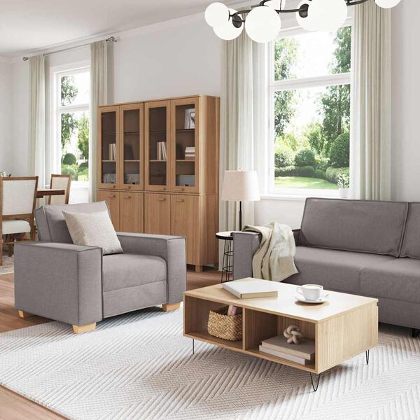 vidaXL Sofa 3 pcs Taupe 220 x 80 x 84 cm Lino mi&scaron;inio audinys