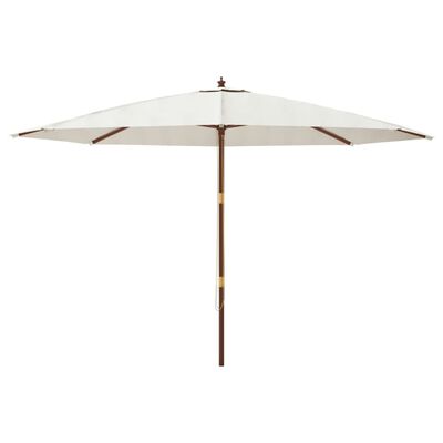 vidaXL Sodo skėtis su mediniu stulpu, smėlio spalvos, 400x273cm