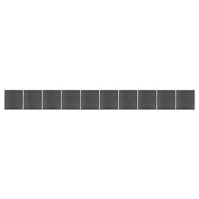 vidaXL Tvoros segmentų rinkinys, juodos spalvos, 1737x186cm, WPC