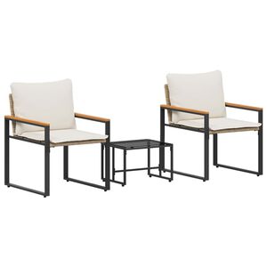 vidaXL Baldų komplektai su pagalve 3 pcs Bežė ir kreminė balta Ratanas