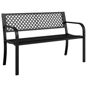 vidaXL Sodo suoliukas, juodos spalvos, 119cm, plienas
