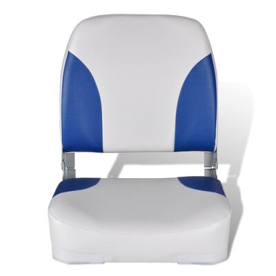 vidaXL Valties sėdynės, 2 vnt., baltos ir mėlynos sp., 41x36x48cm