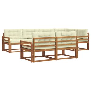 vidaXL Lauko sofos komplektas su pagalve 7 pcs Natūralus ir grietinėlė