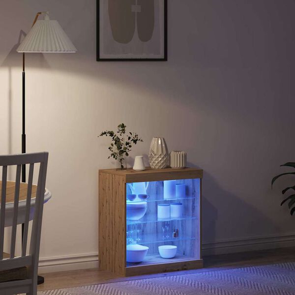 vidaXL LED Bufetas Amatininkų ąžuolas 60,5 x 37 x 67 cm