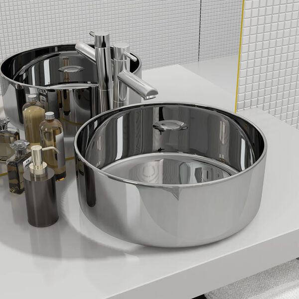 vidaXL Praustuvas, 40x15cm, sidabrinės sp., keramika