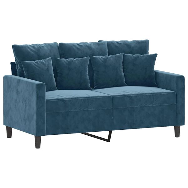 vidaXL Dvivietė sofa, mėlynos spalvos, 120cm, aksomas