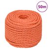 vidaXL Darbo virvė, oranžinės spalvos, 16mm, 50m, polipropilenas