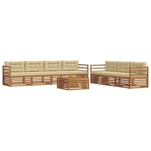 vidaXL Lauko sofos komplektas su pagalve 8 pcs Natūralus ir bežinis