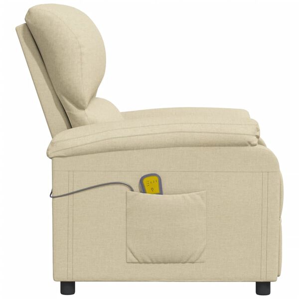 vidaXL Masažinis krėslas, kreminės spalvos, audinys