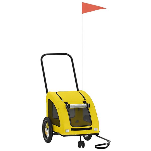 vidaXL Dviračio priekaba augintiniams, geltona, audinys/geležis