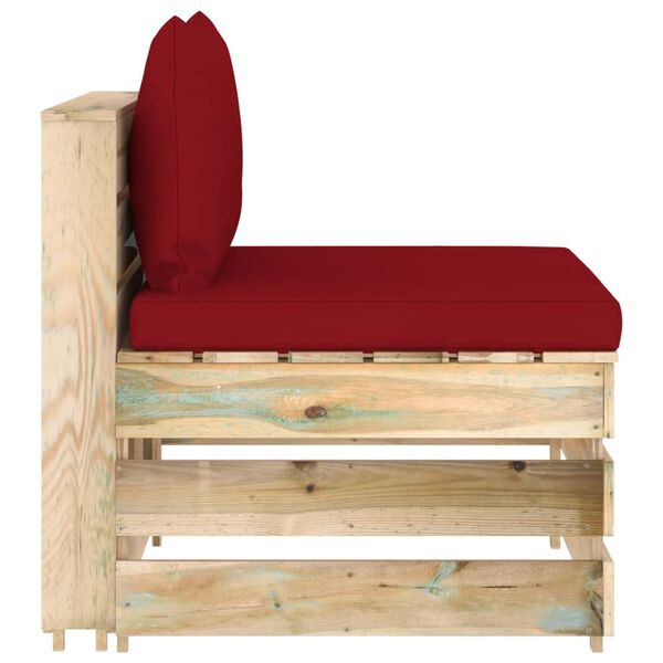 vidaXL Modulinė vidurinė sofos dalis su pagalvėlėmis, mediena