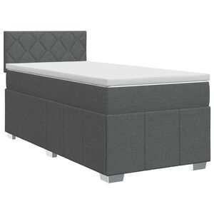 vidaXL Spyruoklinė lova su čiužiniu Tamsiai pilka 90 x 190 cm Audinys