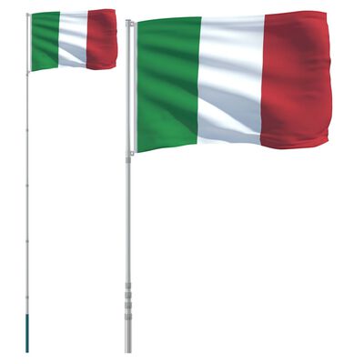 vidaXL Italijos vėliava su stiebu, aliuminis, 5,55m
