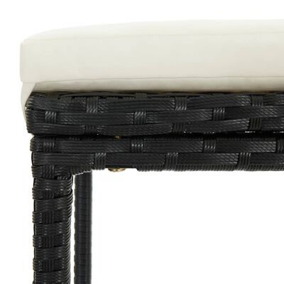 vidaXL Baro komplektas su pagalvėlėmis, 3 dalių, juodas, poliratanas