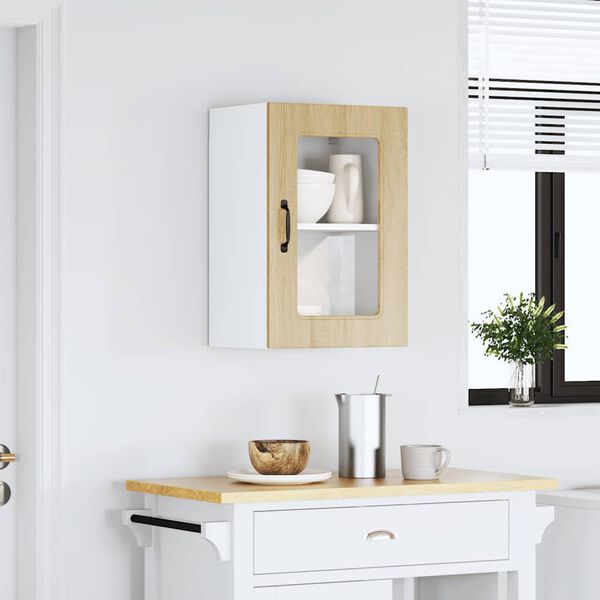 vidaXL Virtuvės spintelė su stiklinėmis durimis, Kalmar, sonoma ąžuolo