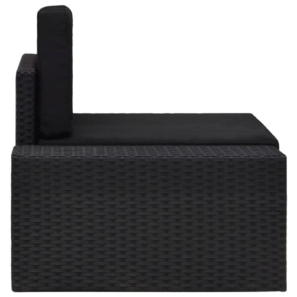 vidaXL Modulinė kampinė sofa su porankiu, juoda, poliratanas