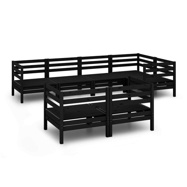 vidaXL Sodo poilsio baldų komplektas, 7 dalių, juodas, pu&scaron;ies masyvas