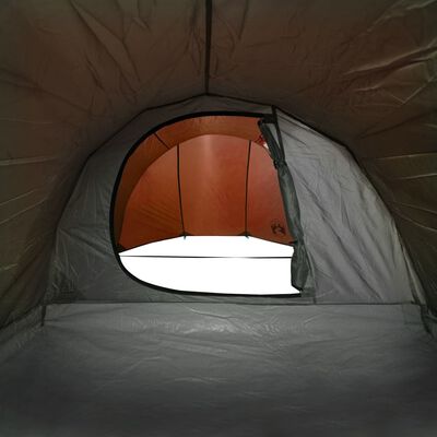 vidaXL Stovyklavimo palapinė, pilka ir oranžinė, keturvietė, tunelinė