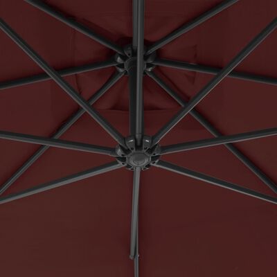 vidaXL Gembinis skėtis su plieniniu stulpu, tamsiai raudonas, 300cm