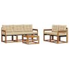 vidaXL Lauko sofos komplektas su pagalve 6 pcs Natūralus ir bežinis