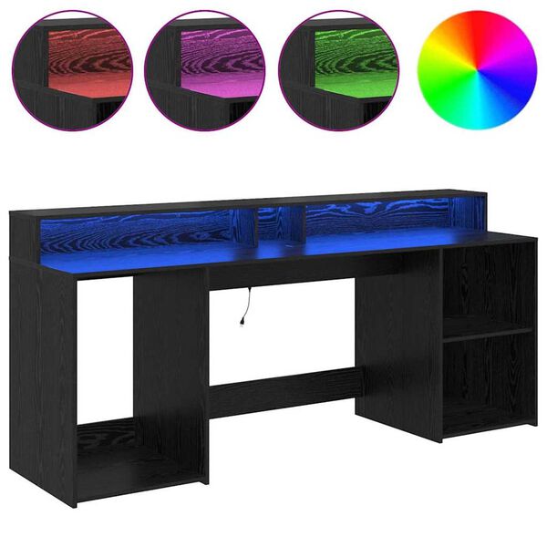 vidaXL Stalas juoda ąžuolo 200 x 55 x 91 cm Apdirbta mediena