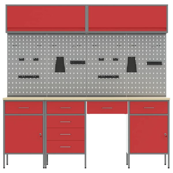 vidaXL Darbastalis su stalčių 10 pcs Juoda 200 x 55 x 200 cm Plienas