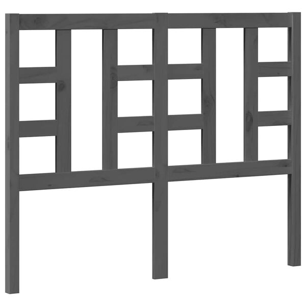 vidaXL Lovos galvūgalis, pilkas, 126x4x100cm, pu&scaron;ies medienos masyvas