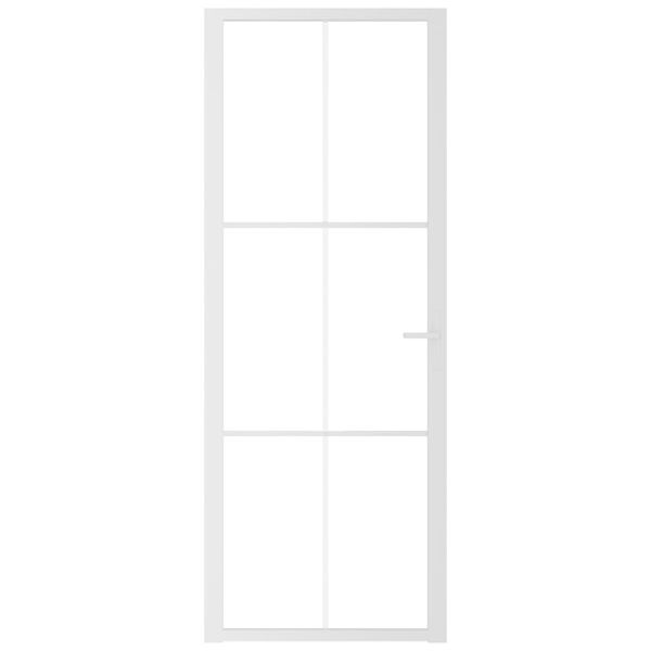vidaXL Vidaus durys, baltos, 76x201,5cm, ESG stiklas ir aliuminis