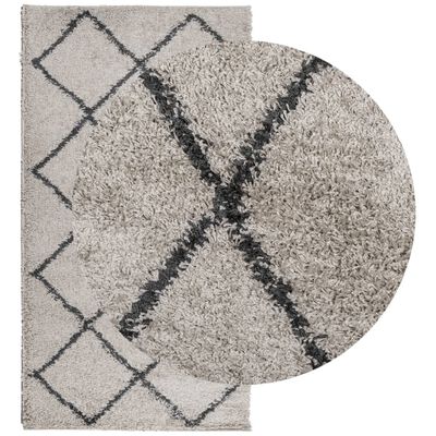 vidaXL Shaggy tipo kilimas, smėlio ir antracito, 60x110cm