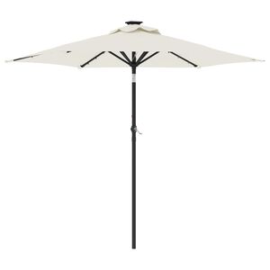vidaXL Skėtis nuo saulės su plieniniu stulpu, baltas, 225x225x212cm